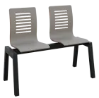 CARMEN 2, dřevěná lavice do čekárny, 2-sedák, šedá, kostra černá